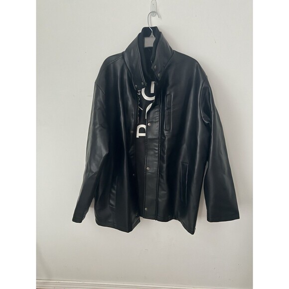 Reporter R. D. G. Men XL Milano luxury Faux Black Leather Zipper Jacket - Picture 1 of 12